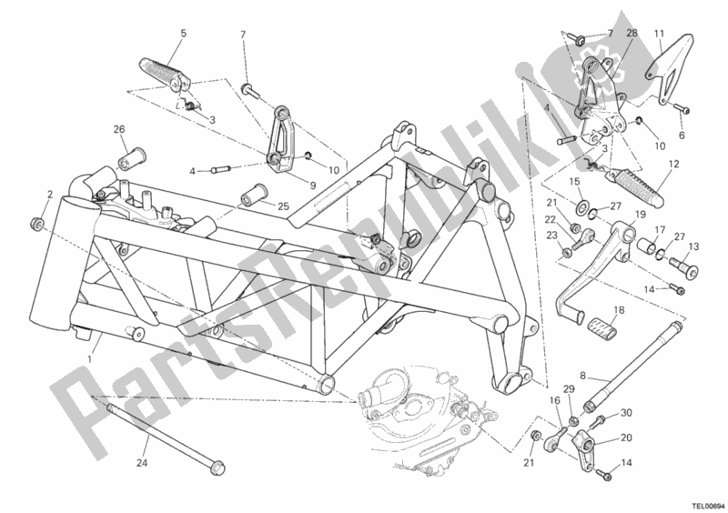 All parts for the Frame of the Ducati Streetfighter S 1100 2012